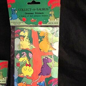 Rare 1980s Russ Berrie Dinosaur Collectible Stickers  1 pack of 4 sheets New